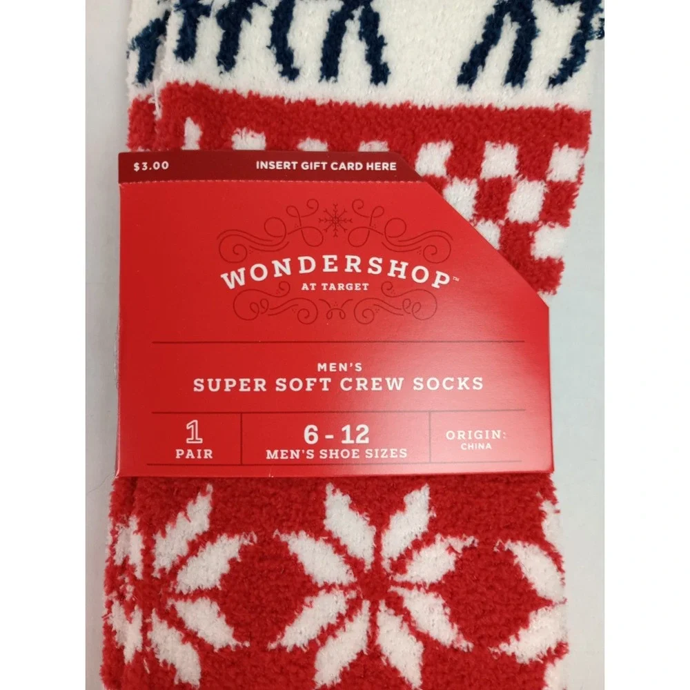 New Target Wondershop Men's Size 6 - 12 Soft Crew Socks Christmas Winter
